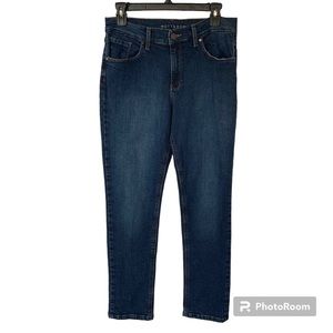 MOTT & BOW Womens 28 X 28 Mid Rise Dark Wash Boyfriend Straight Jeans